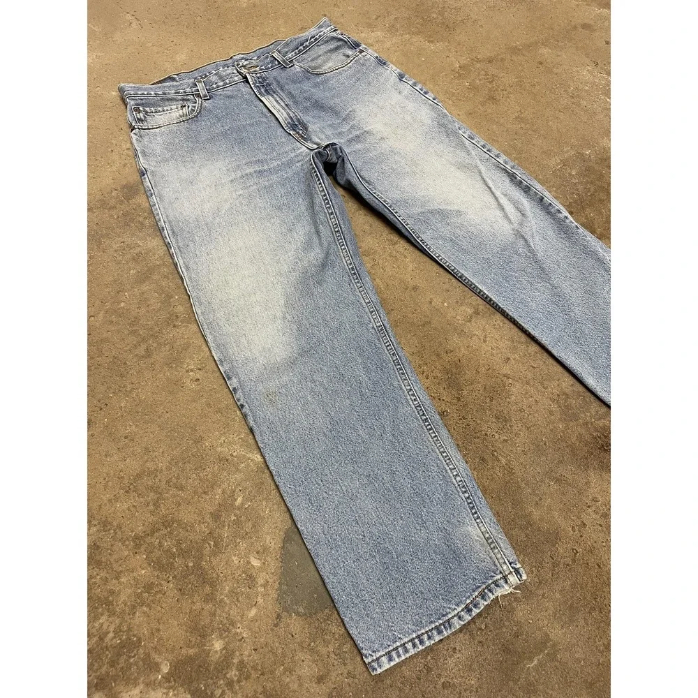 Levis 550‎ Jeans Mens 36x30 Light Wash Blue Relaxed Tapered Zip Fly Distressed